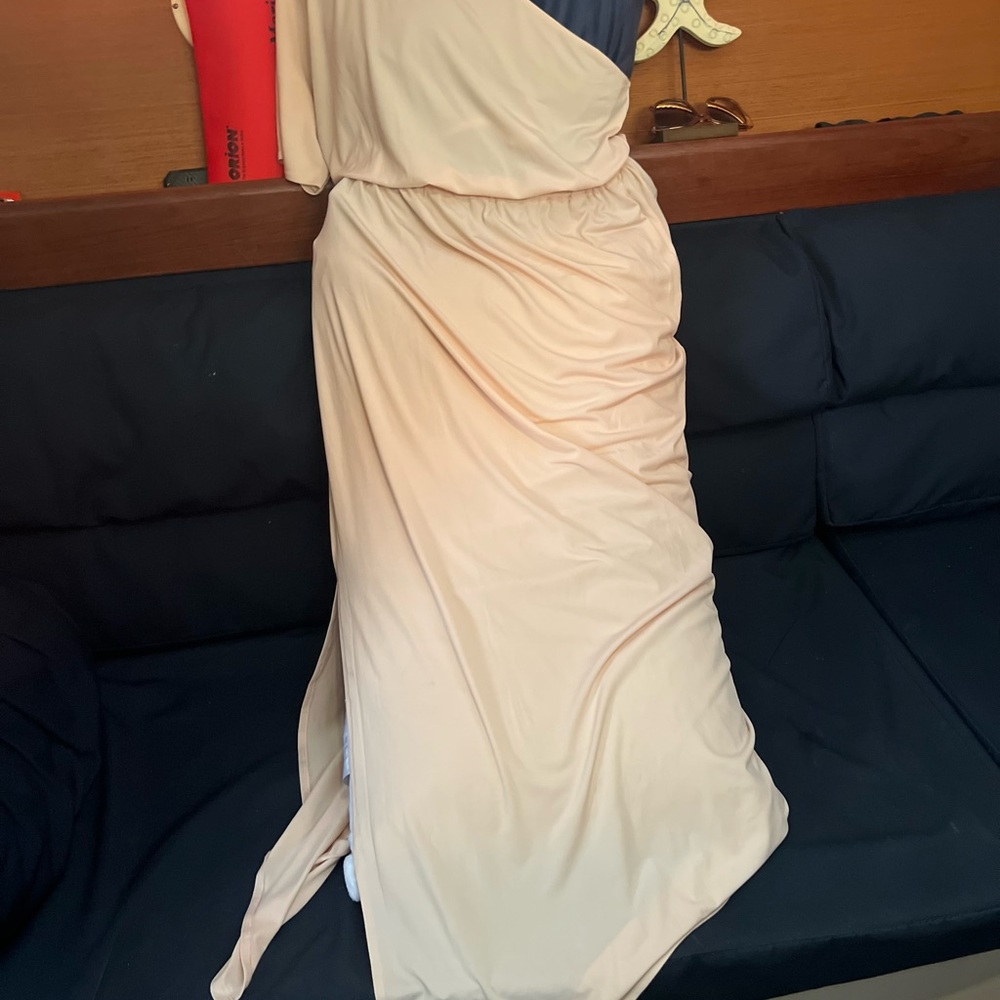 Elegant Peach and Navy Women's Dress